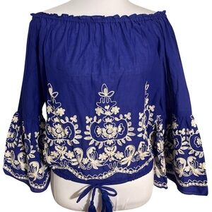 BROOKLYNN’S EMBROIDERED OFF SHOULDER TOP